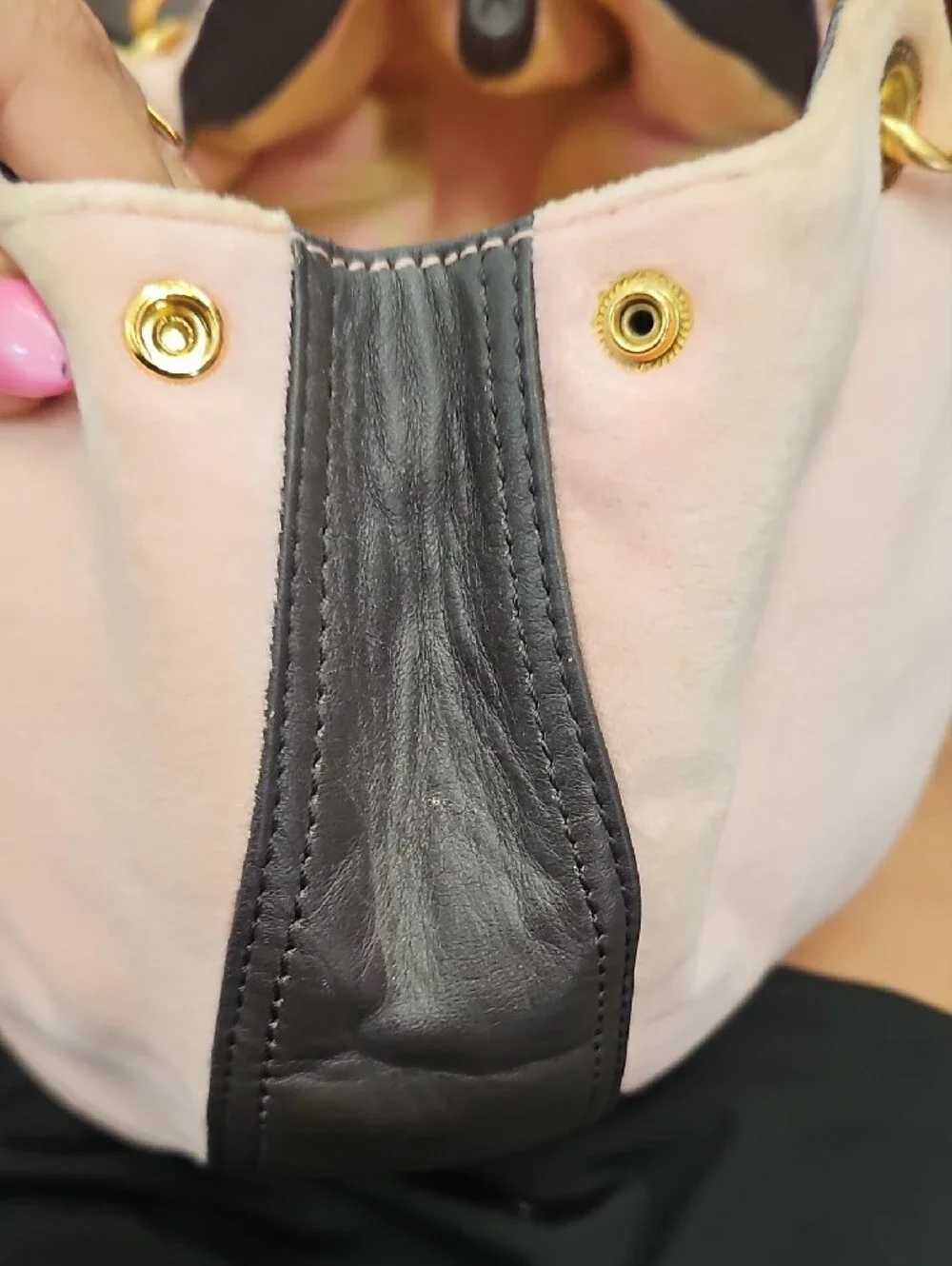 Juicy Couture Pink Velvet Chain-Handle Shoulder Bag with Gold Hardware, Vintage.